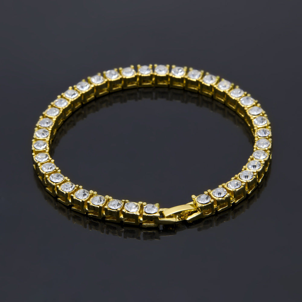 Tin Alloy Gold Color Iced Bracelet