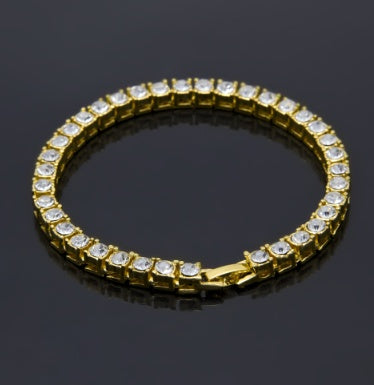Tin Alloy Gold Color Iced Bracelet