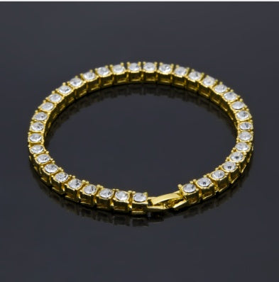 Tin Alloy Gold Color Iced Bracelet