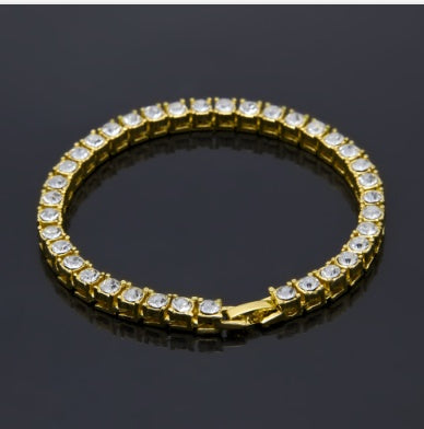 Tin Alloy Gold Color Iced Bracelet