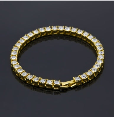 Tin Alloy Gold Color Iced Bracelet